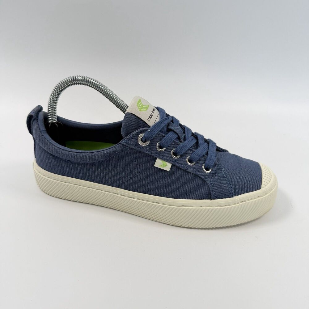 Cariuma OCA Low Shadow Blue Canvas Sneakers Shoes Eco-Friendly Size W 8 M 6.5